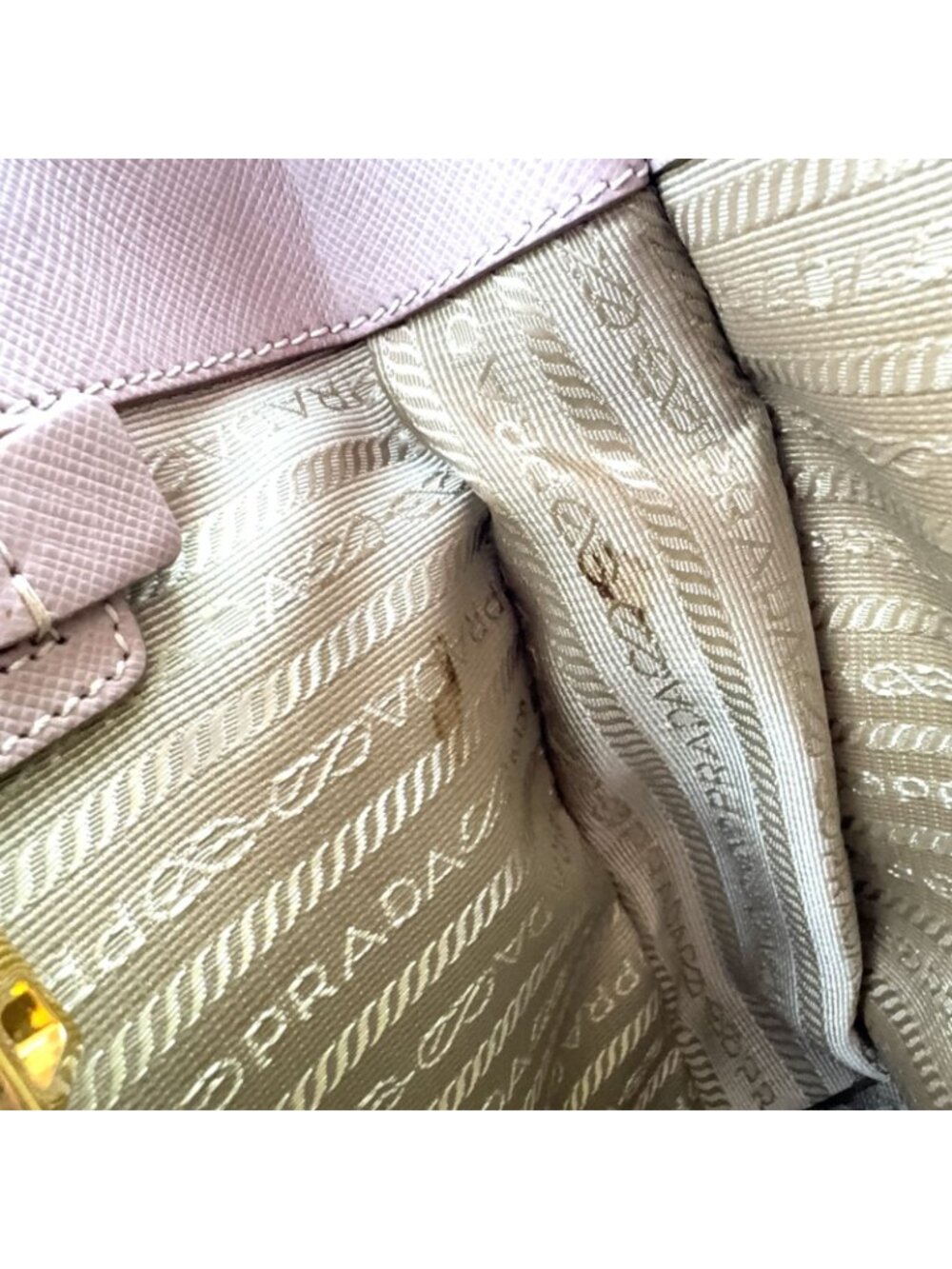 Prada Galleria Saffiano Leather Pink Beige Shoulder Bag Gold - Picture 7 of 15
